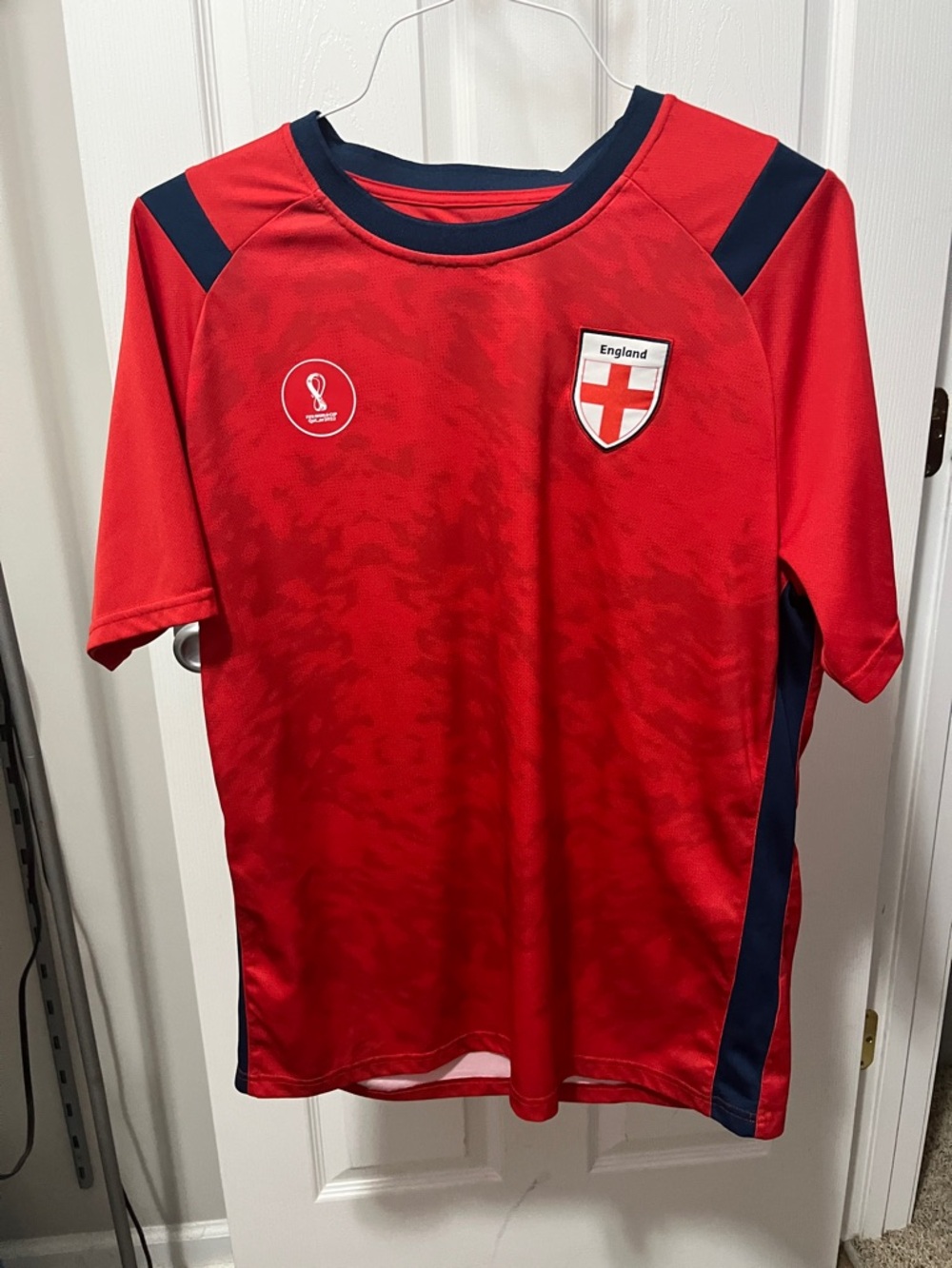 2022 England Men's Soccer World Cup Warm up kit with Navy Accents